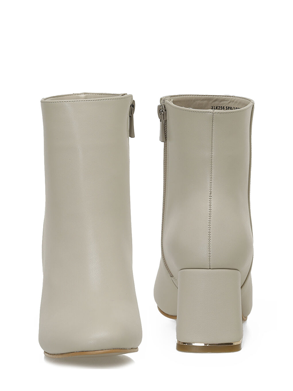 21K-256 5PR Bej Kadın Topuklu Bot-4