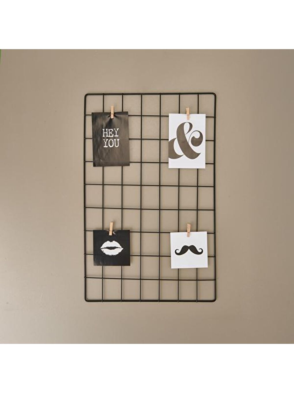 Mandallı Metal Duvar Panosu - Siyah - 57x38 cm