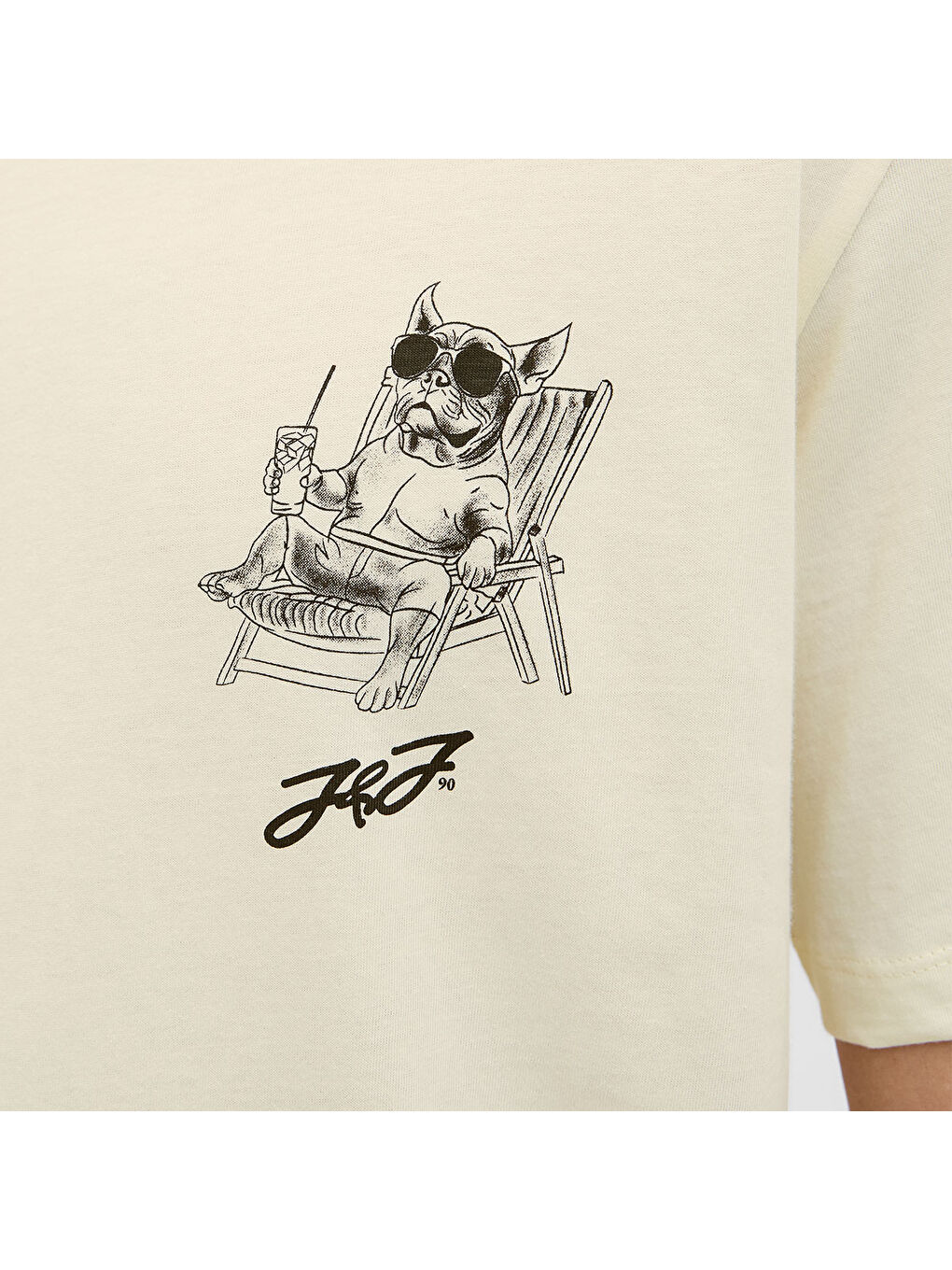 Relax Erkek Ekru Bisiklet Yaka Tişört-3