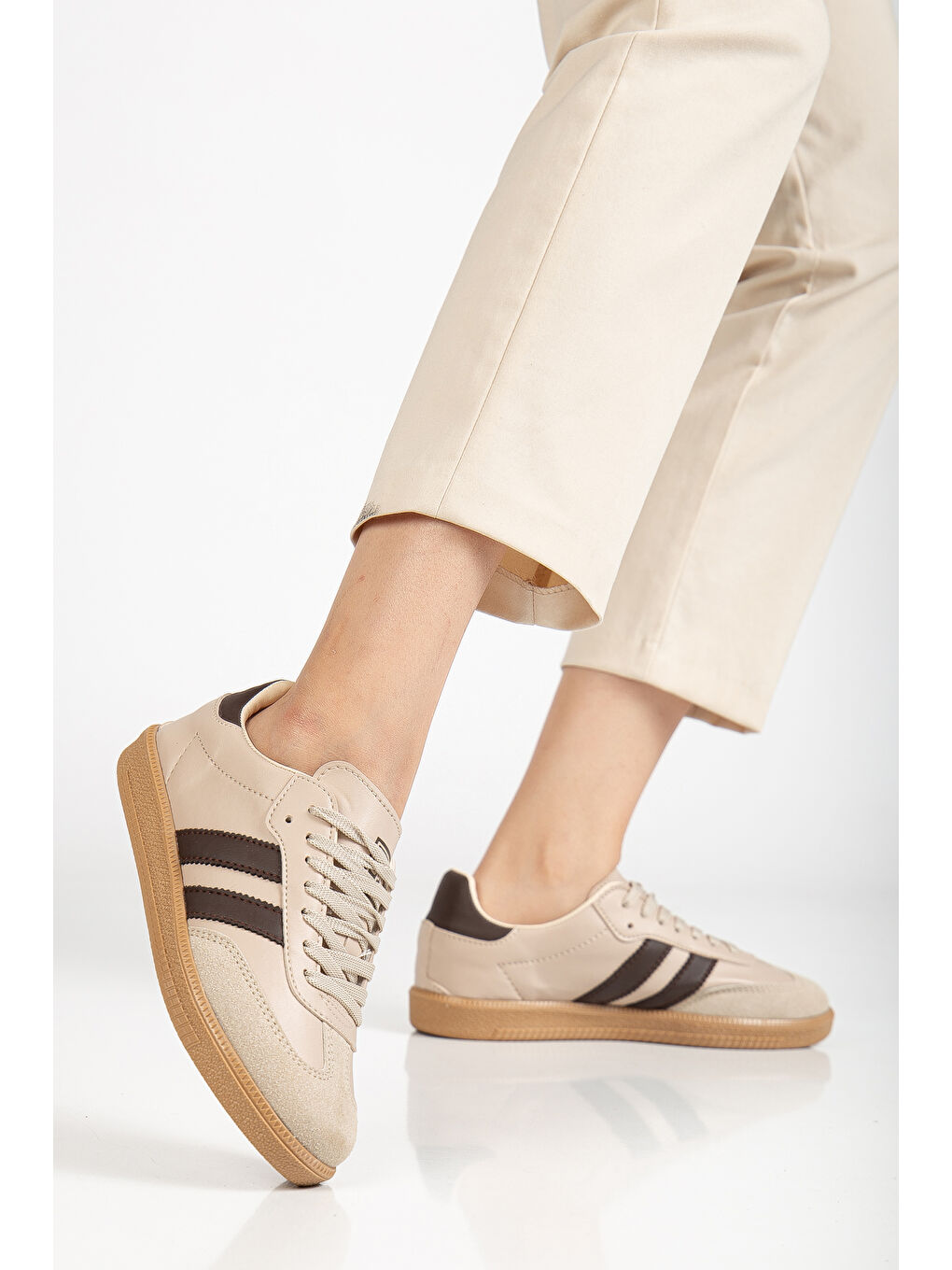 Bej Sanbo Günlük Ortopedik Kadın Sneaker Spor Ayakkabı-2