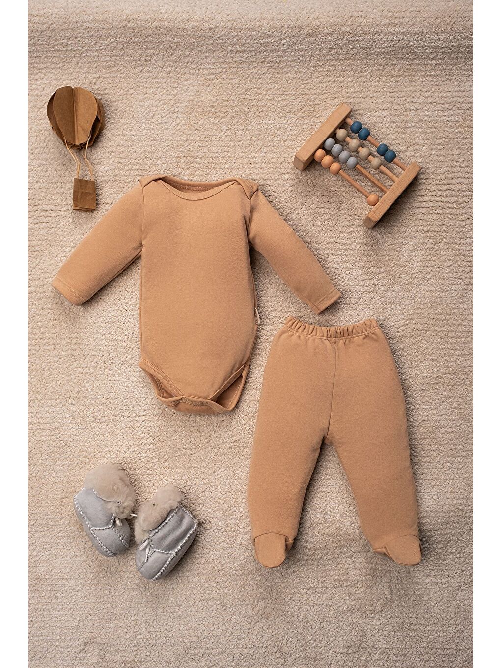 Kahverengi Geyik Desenli Alt Üst Bebek Takımı 6 Parça 3'lü Set-2