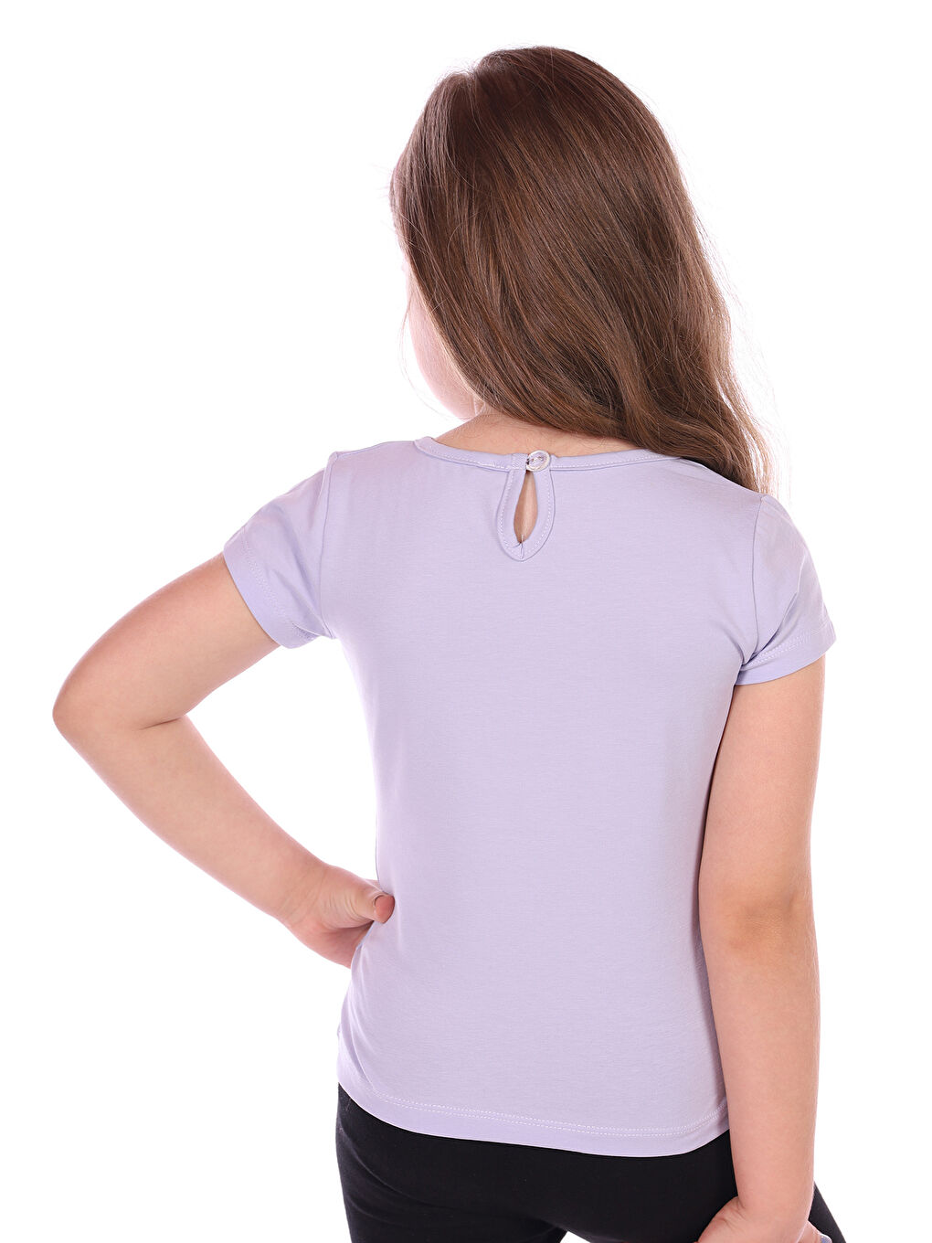 Lila Kız Bebek Heart Baskılı Tişört-1