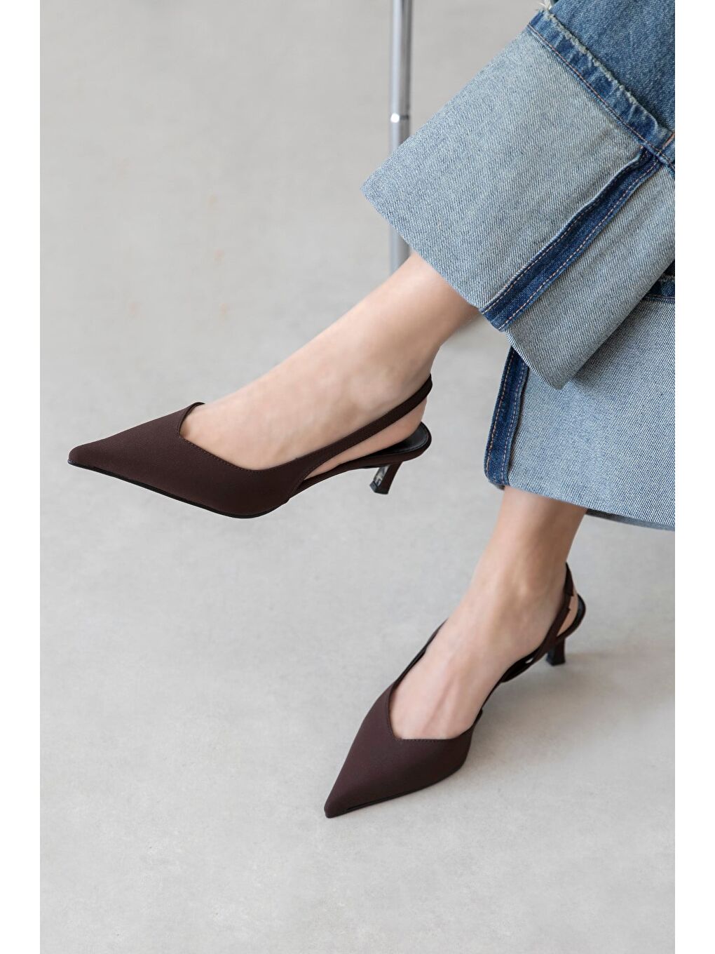 Kahverengi Levina Kadın Kumaş Topuklu Ayakkabı Kahve