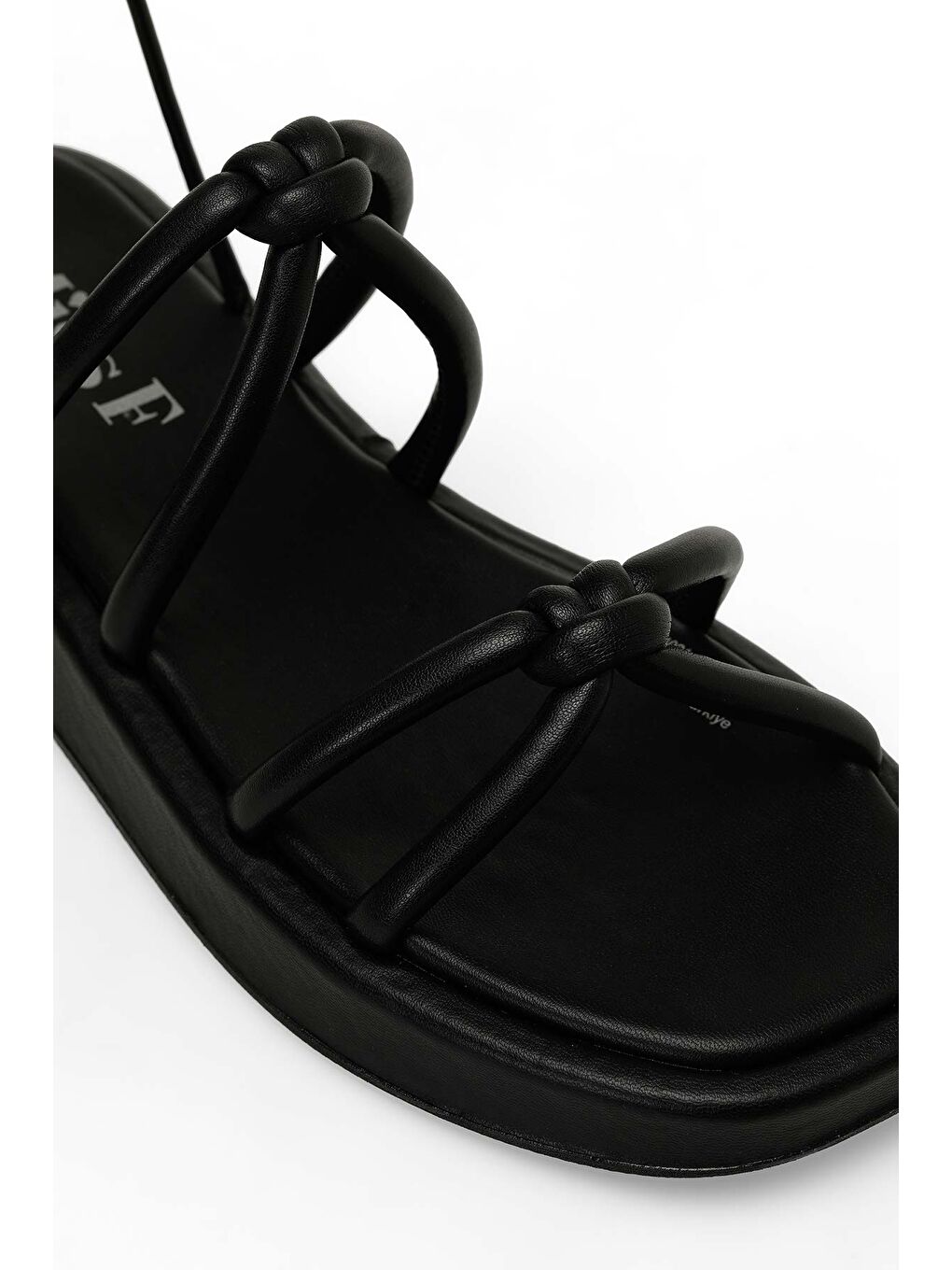 DS24021 4FX Siyah Kadın Düz Sandalet-6