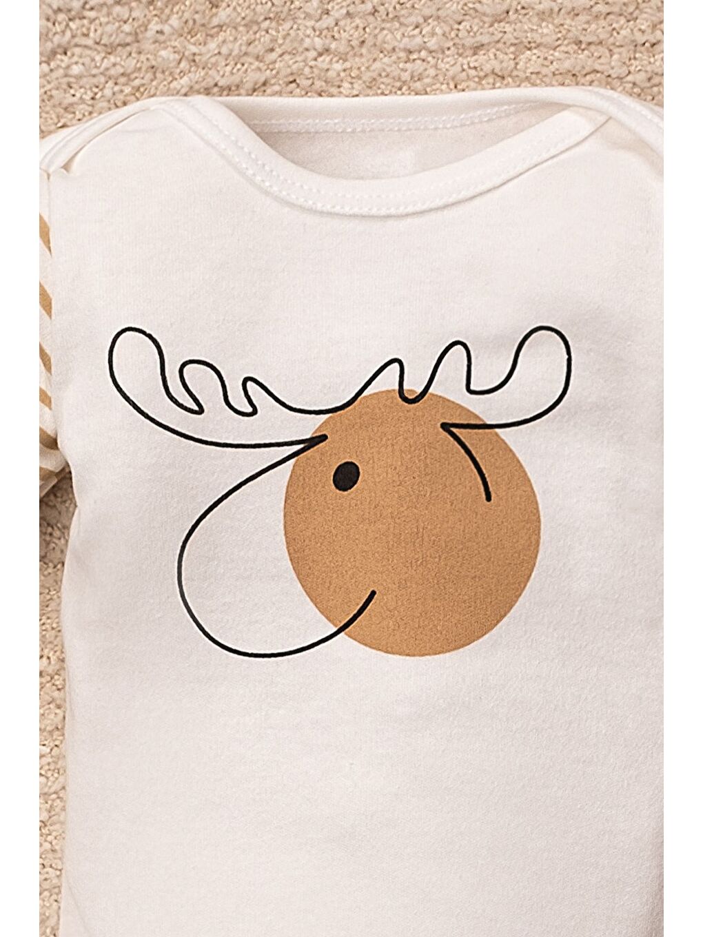 Kahverengi Geyik Desenli Alt Üst Bebek Takımı 6 Parça 3'lü Set-5