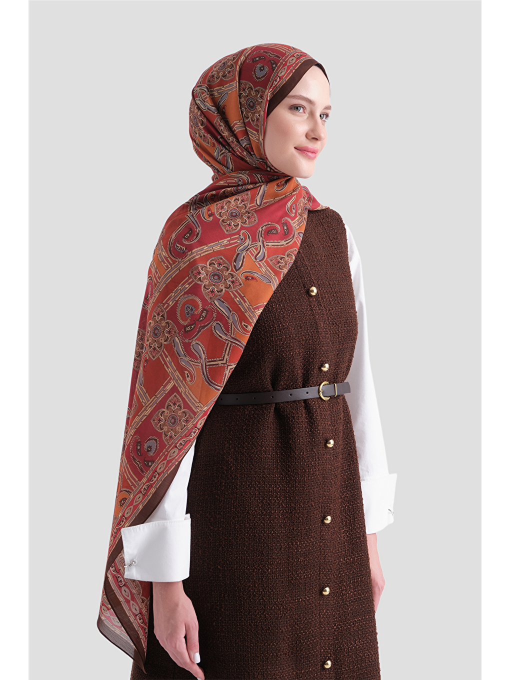 Kırmızı Yün İpek Harmony Şal 5517 83-1