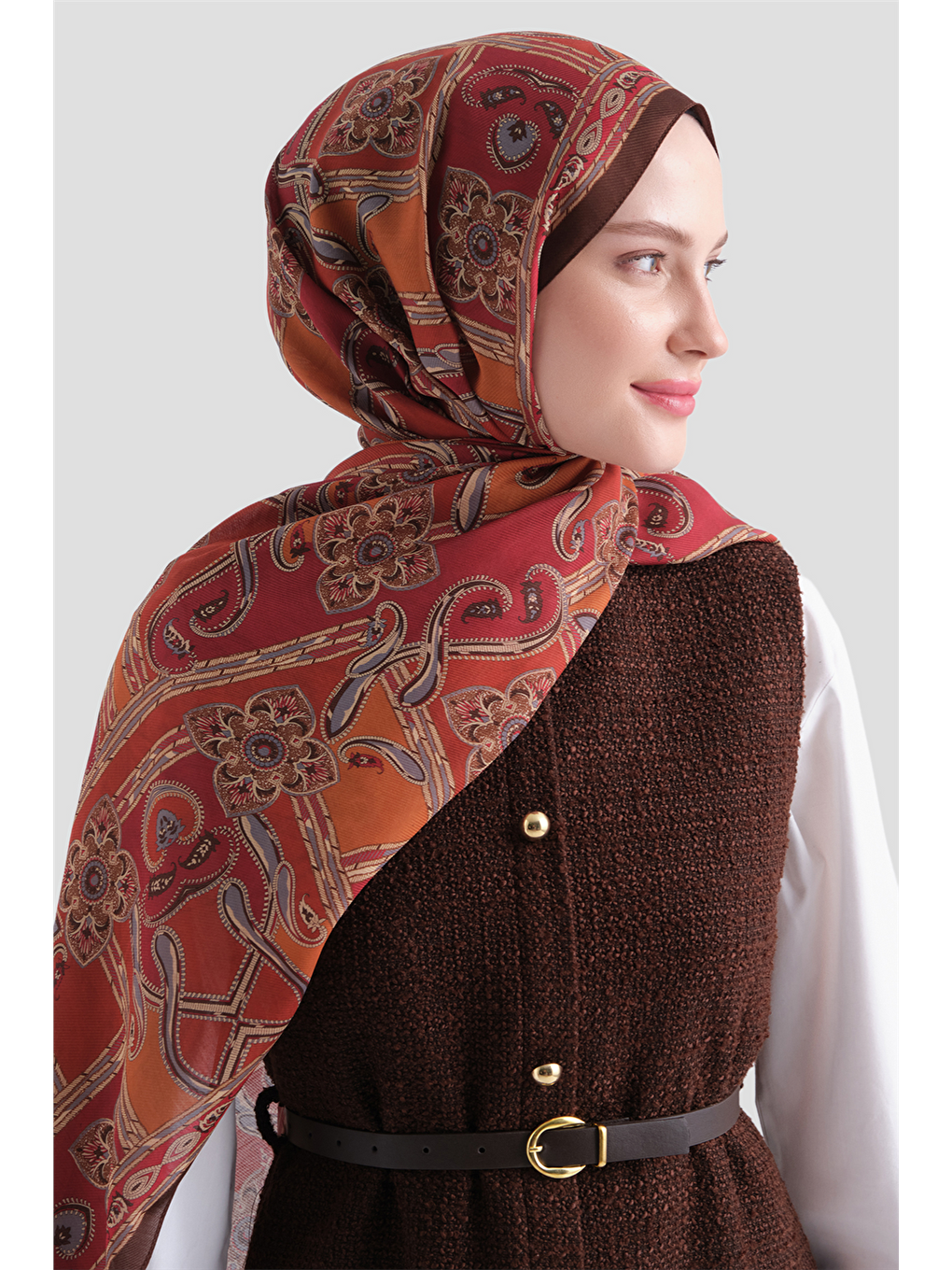 Kırmızı Yün İpek Harmony Şal 5517 83-2