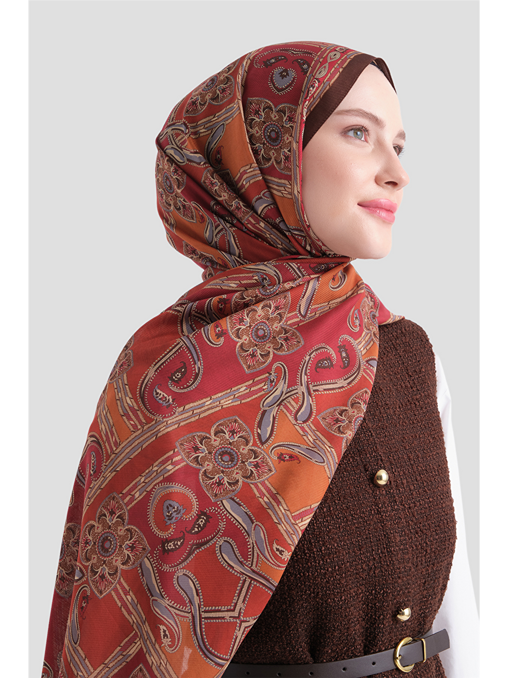 Kırmızı Yün İpek Harmony Şal 5517 83-3