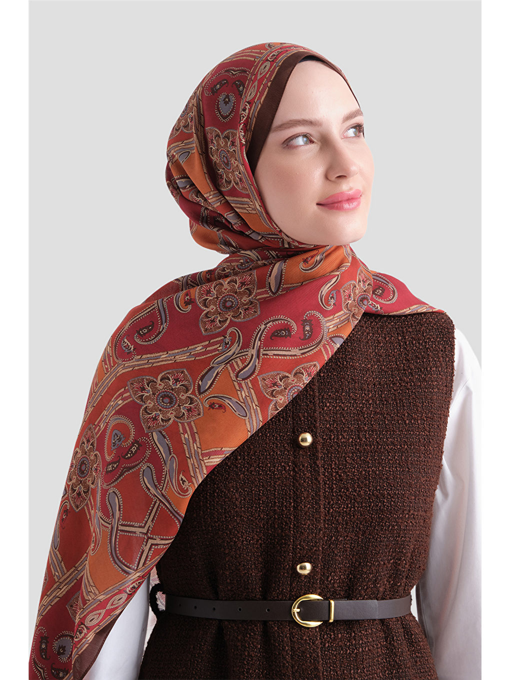 Kırmızı Yün İpek Harmony Şal 5517 83-4