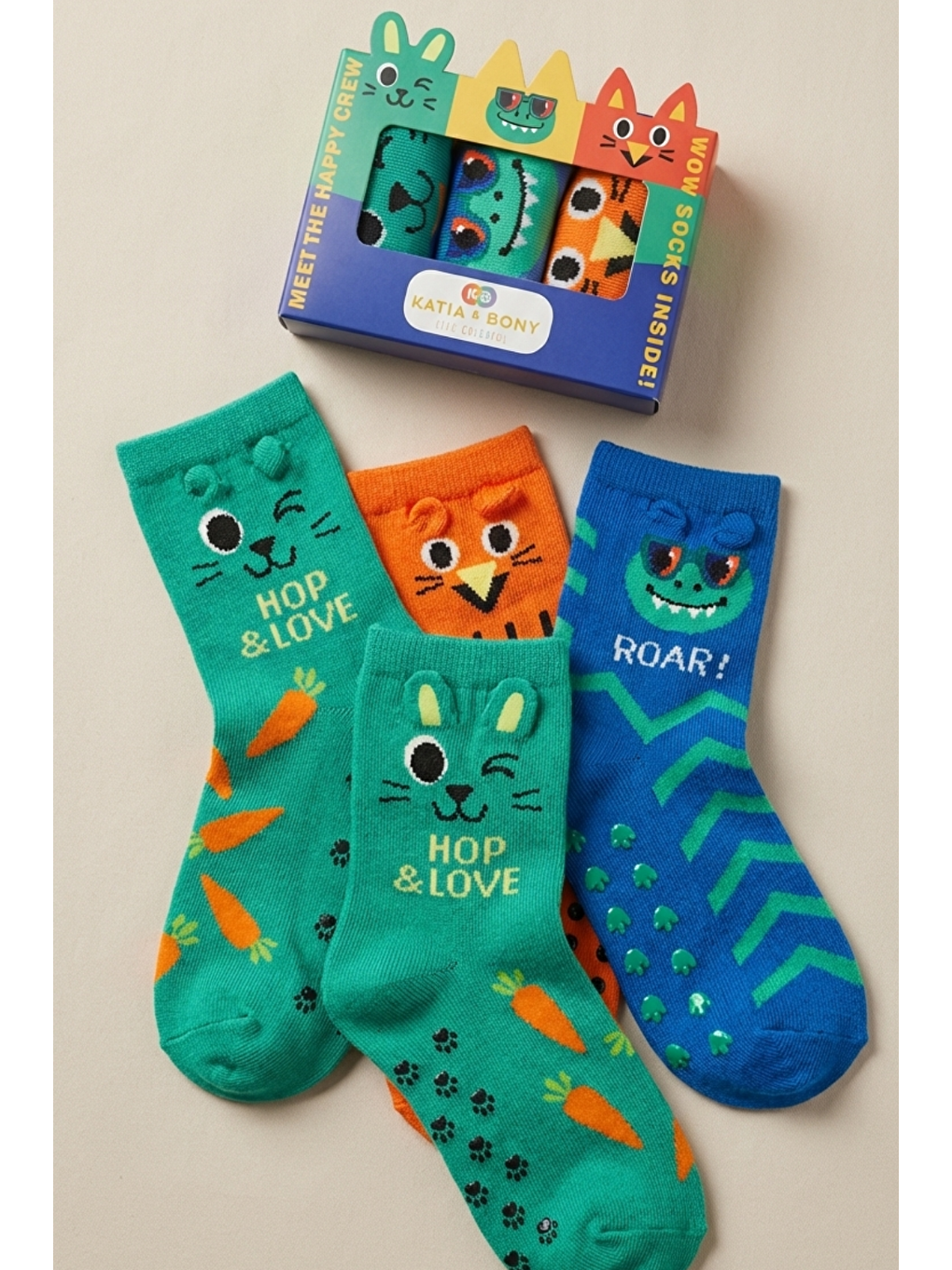 Karışık 3'Lü Paket Desenli Kutulu Çocuk Soket Çorap-1