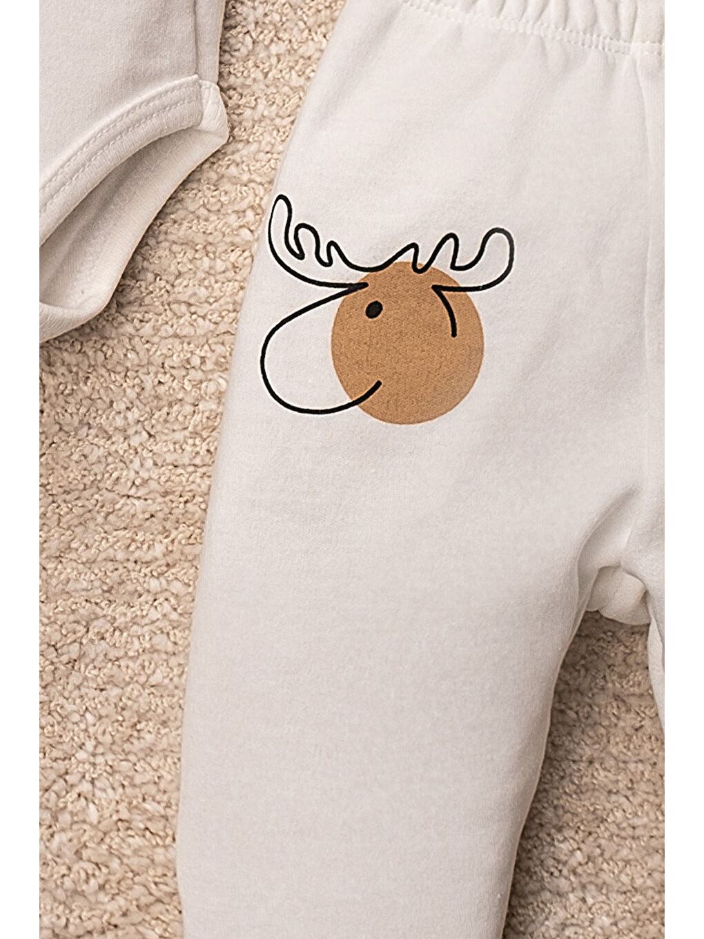 Kahverengi Geyik Desenli Alt Üst Bebek Takımı 6 Parça 3'lü Set-7