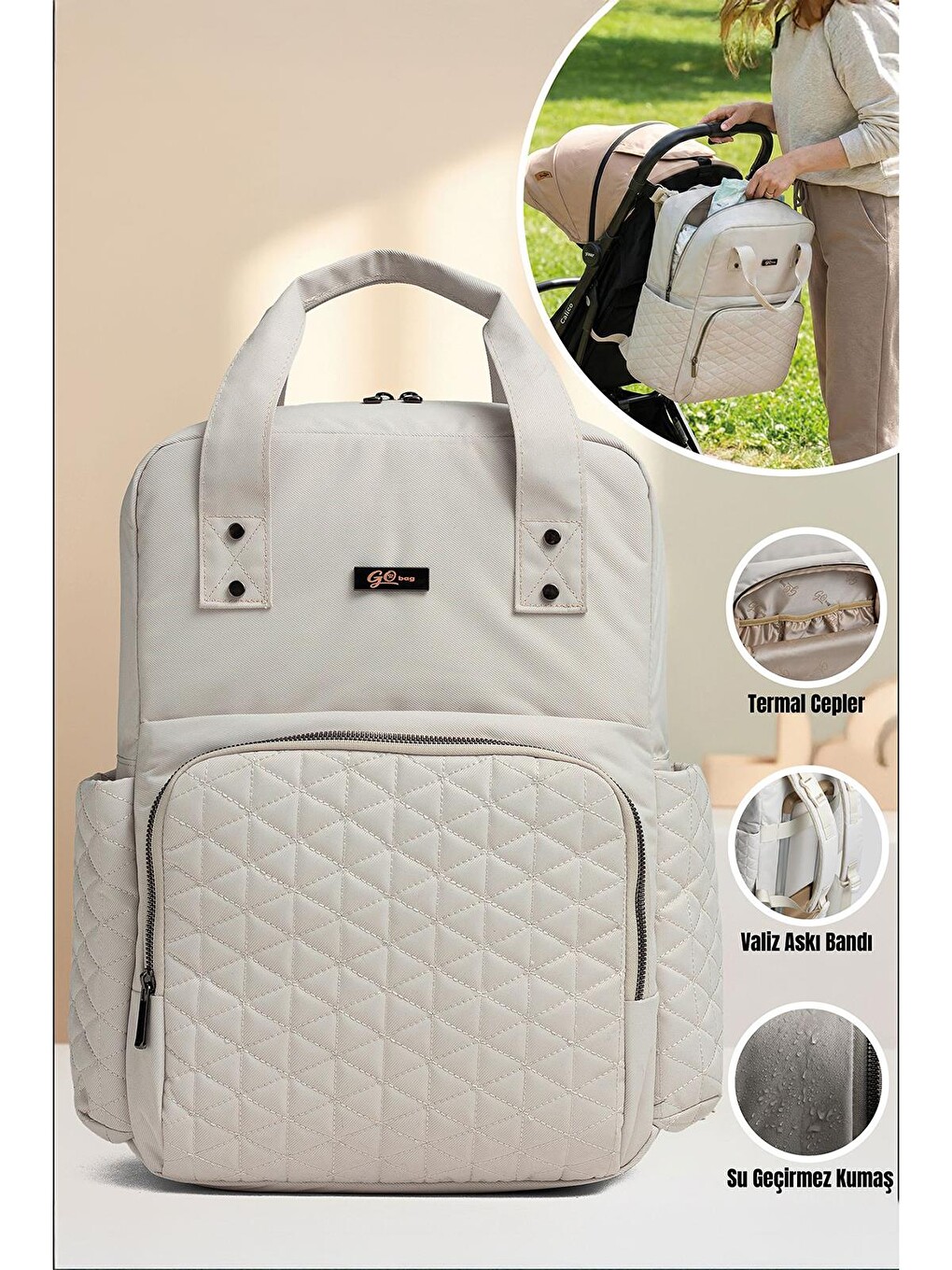 Go Bag Astoria Anne Bebek Bakım Çantası - Bej-4