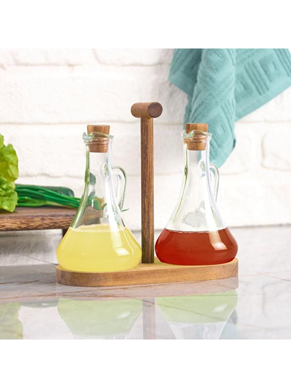 Siyah 2'li Yağdanlık Seti - Şeffaf / Kahverengi - 300 ml