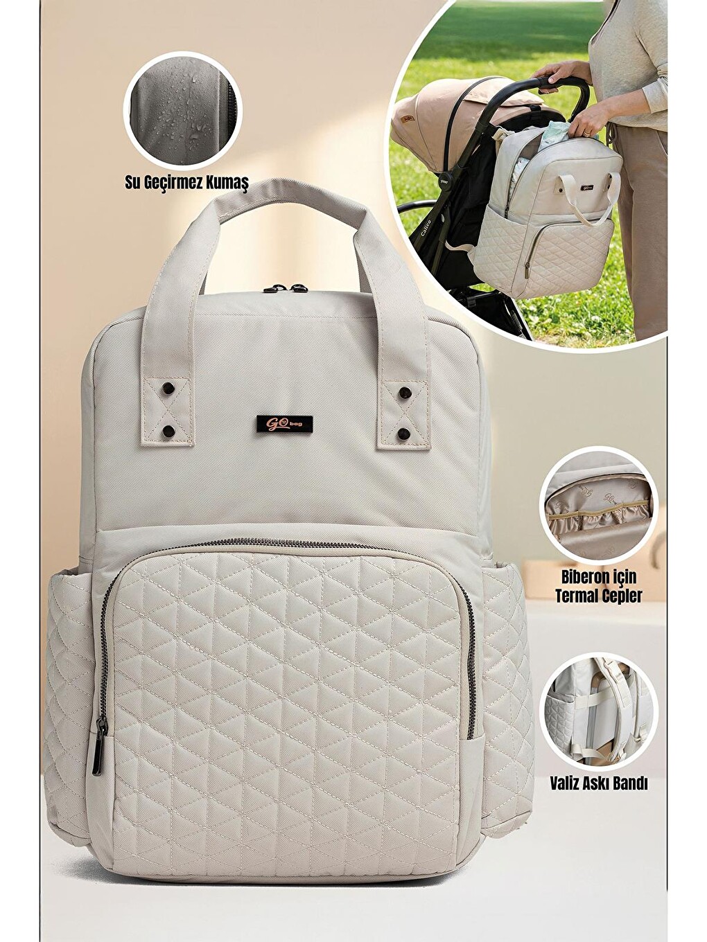 Go Bag Astoria Anne Bebek Bakım Çantası - Bej-6