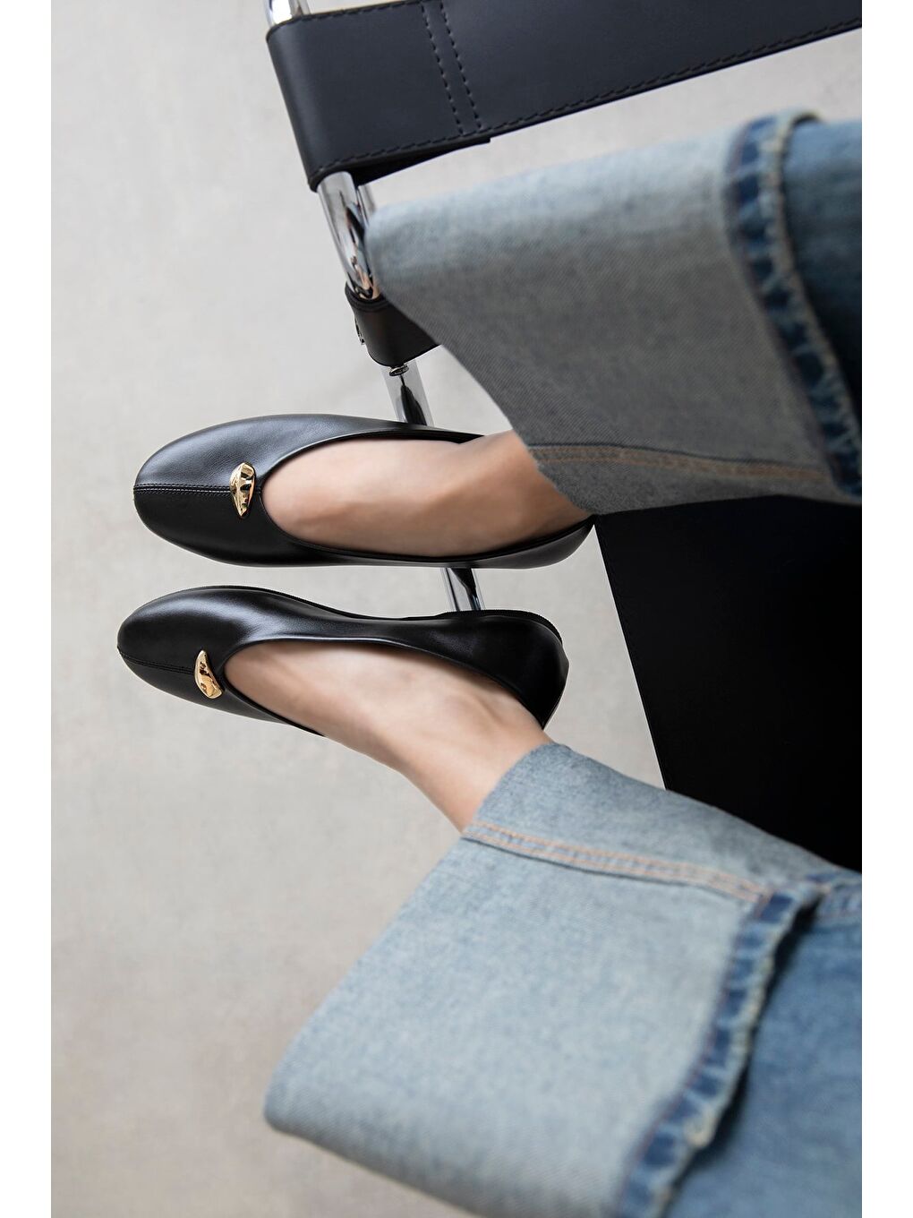 Brett Kadın Aksesuar Detay  Deri Babet Siyah-1