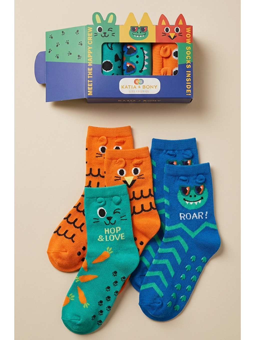 Karışık 3'Lü Paket Desenli Kutulu Çocuk Soket Çorap-2