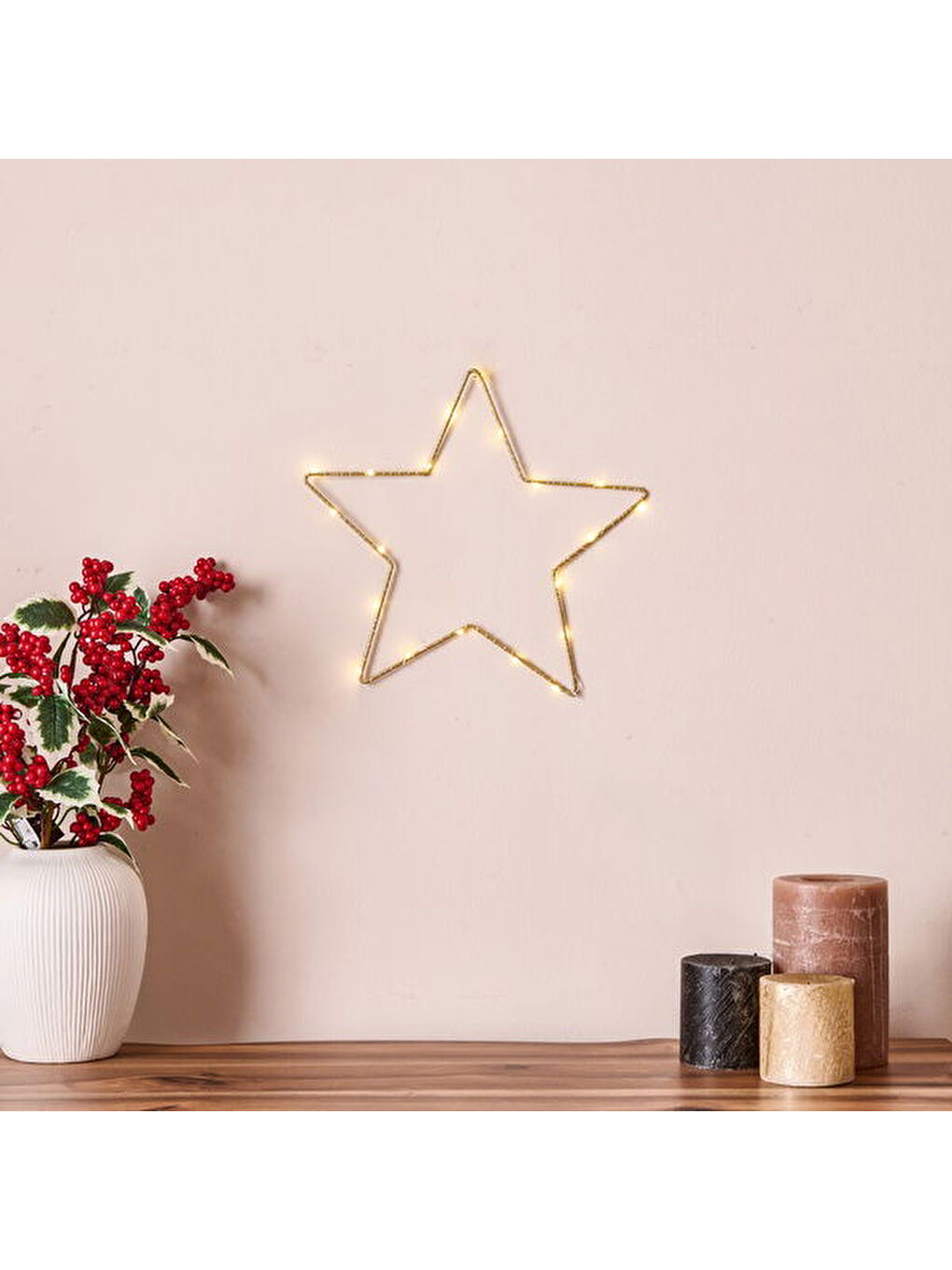 Star Dekoratif Aydınlatma - Sarı - 29,5 cm