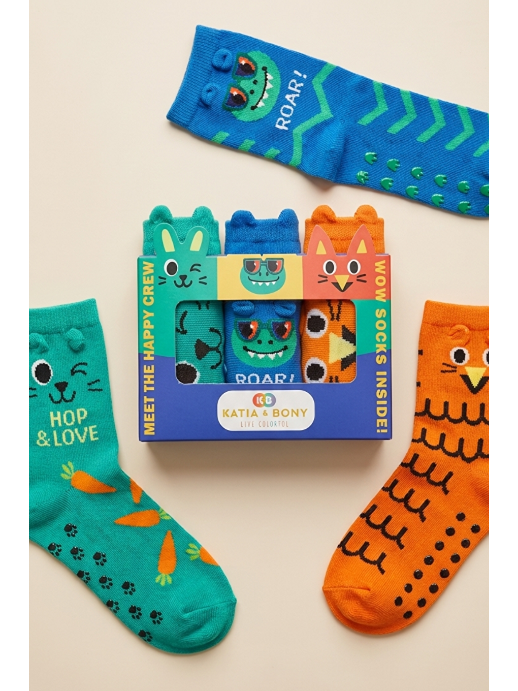 Karışık 3'Lü Paket Desenli Kutulu Çocuk Soket Çorap-3