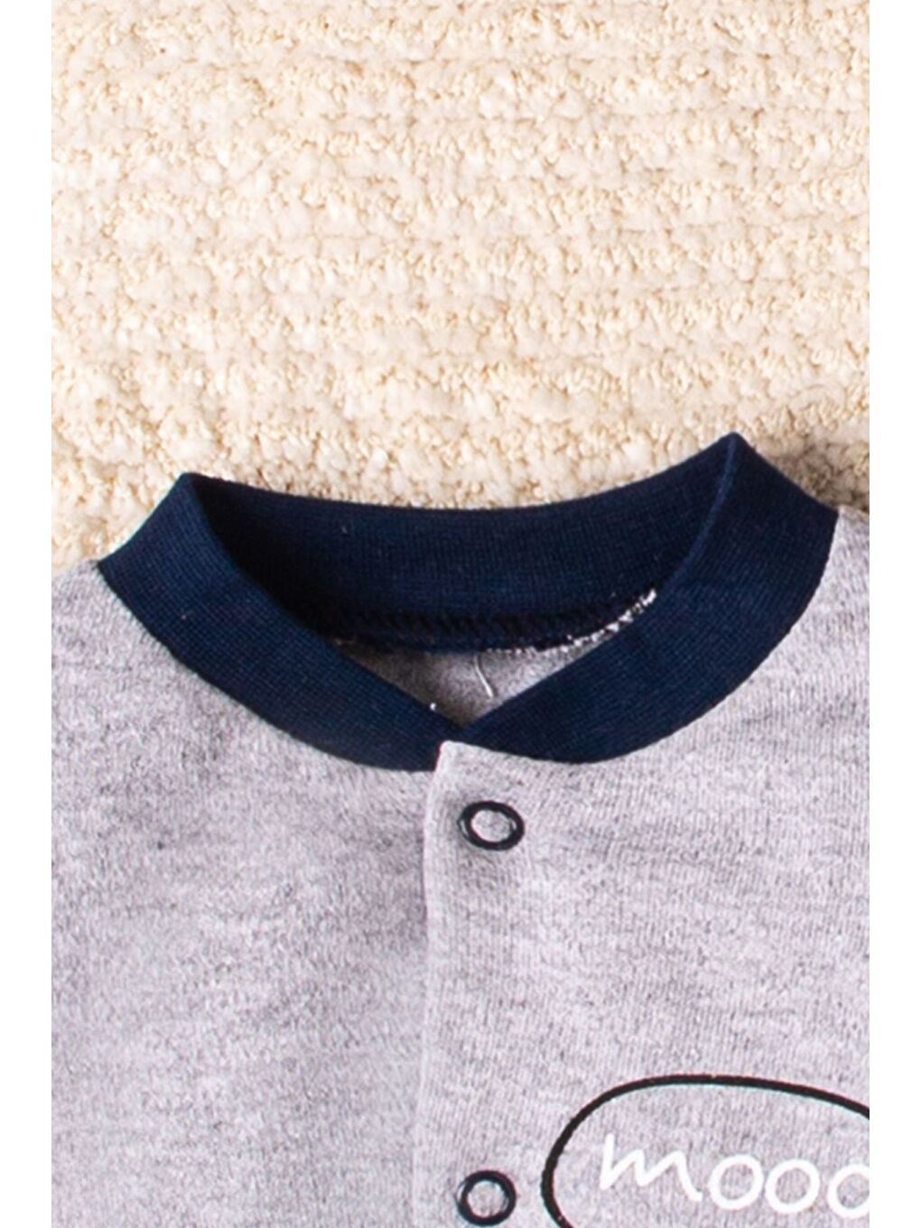 Beyaz Bebek 3'lü Tulum Set Kuzu İnek Desenli Set-4