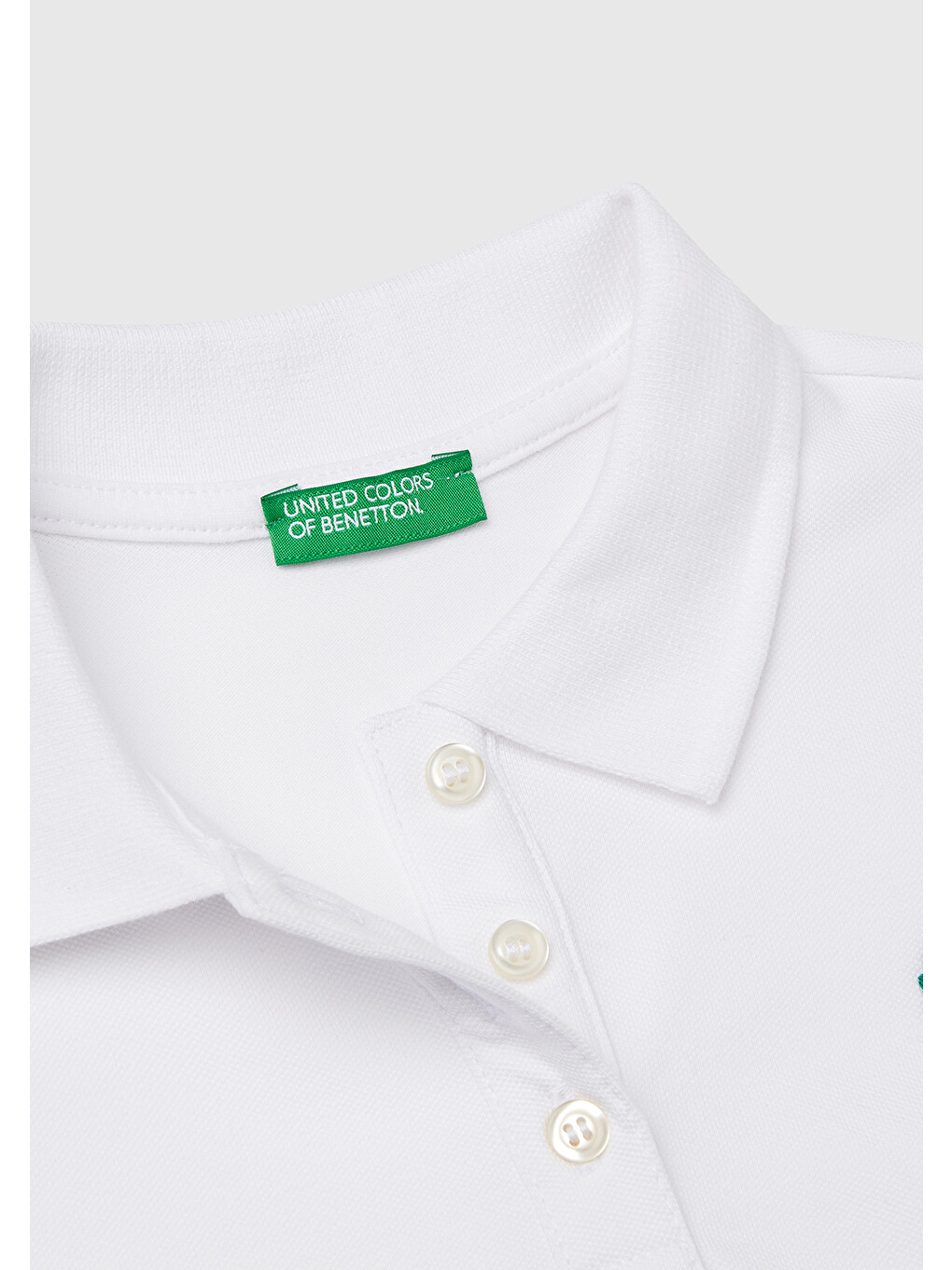 Kız Çocuk Beyaz Logolu Pike Polo T-shirt-2