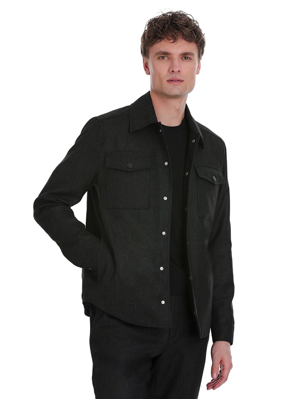 Mavi Slim Fit Mono Yaka Casual Overshirt Takım-2