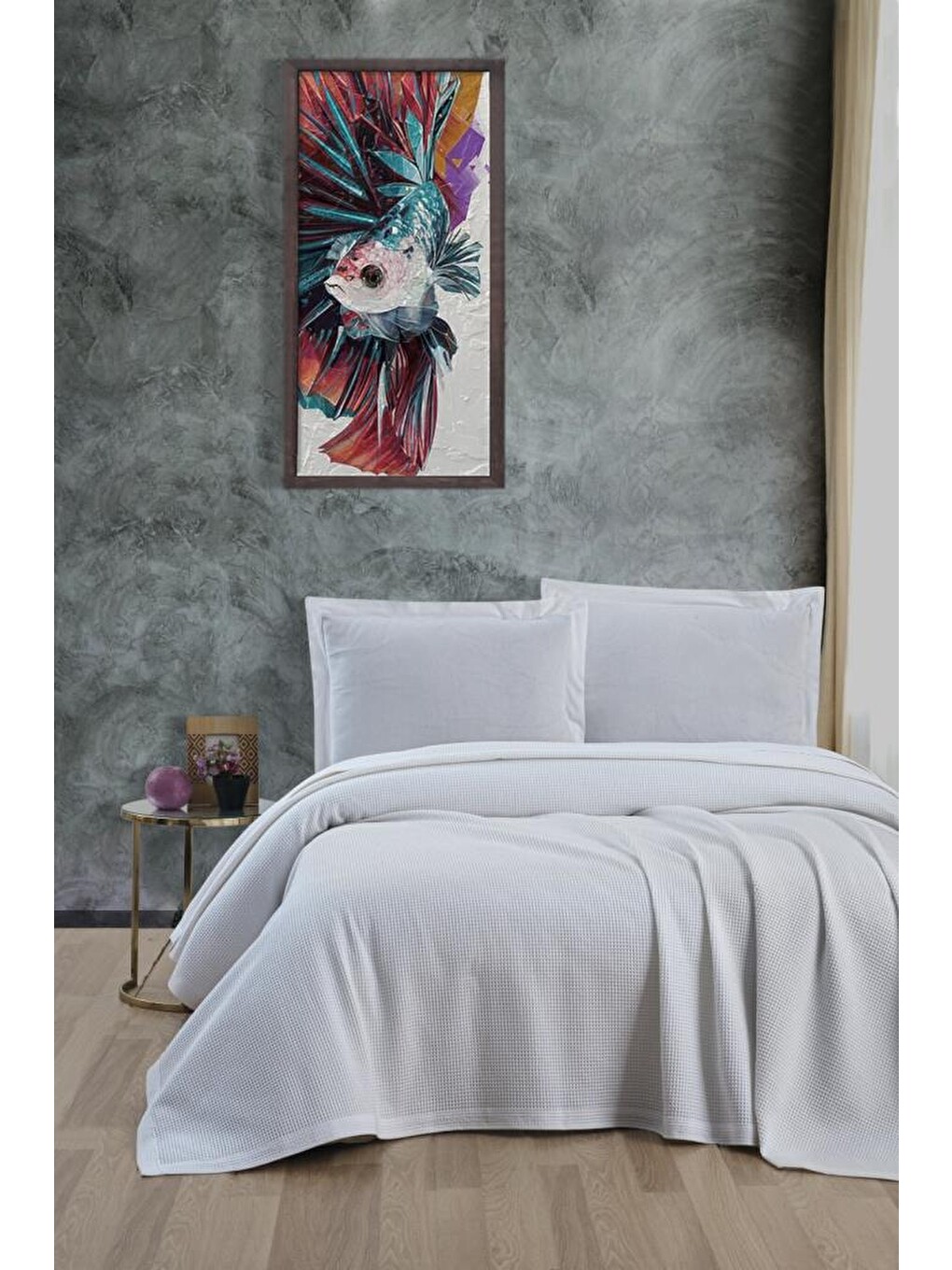 Klimalı Pike ,%100 Pamuk Petekli Pike , Dörtmevsim Pike Çift Kişilik 220x240 Beyaz