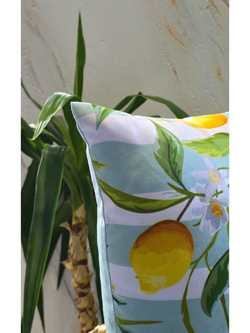 Sarı Limon Desen -Düz  Sade Panoroma  4 lü Dekoratif Kırlent Kılıfı 45x45-4