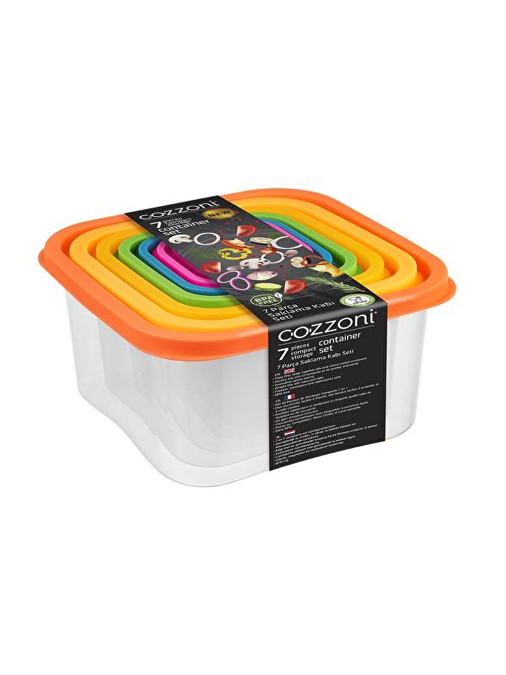 Karışık 7'li Plastik Saklama Kabı - Renkli-1