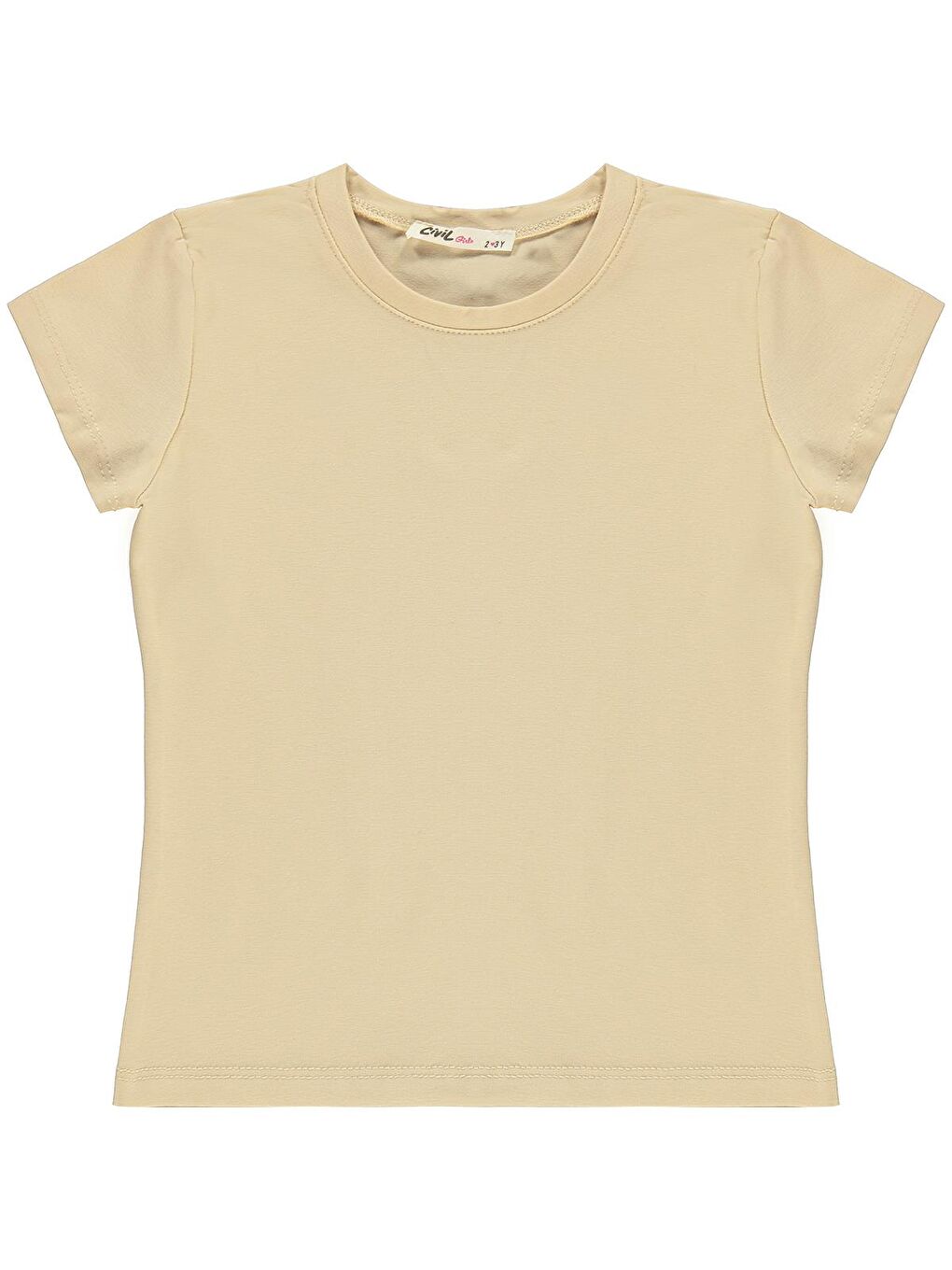 Girls Basic 10-13 Yaş Tişört - Bej 13-14 Yaş
