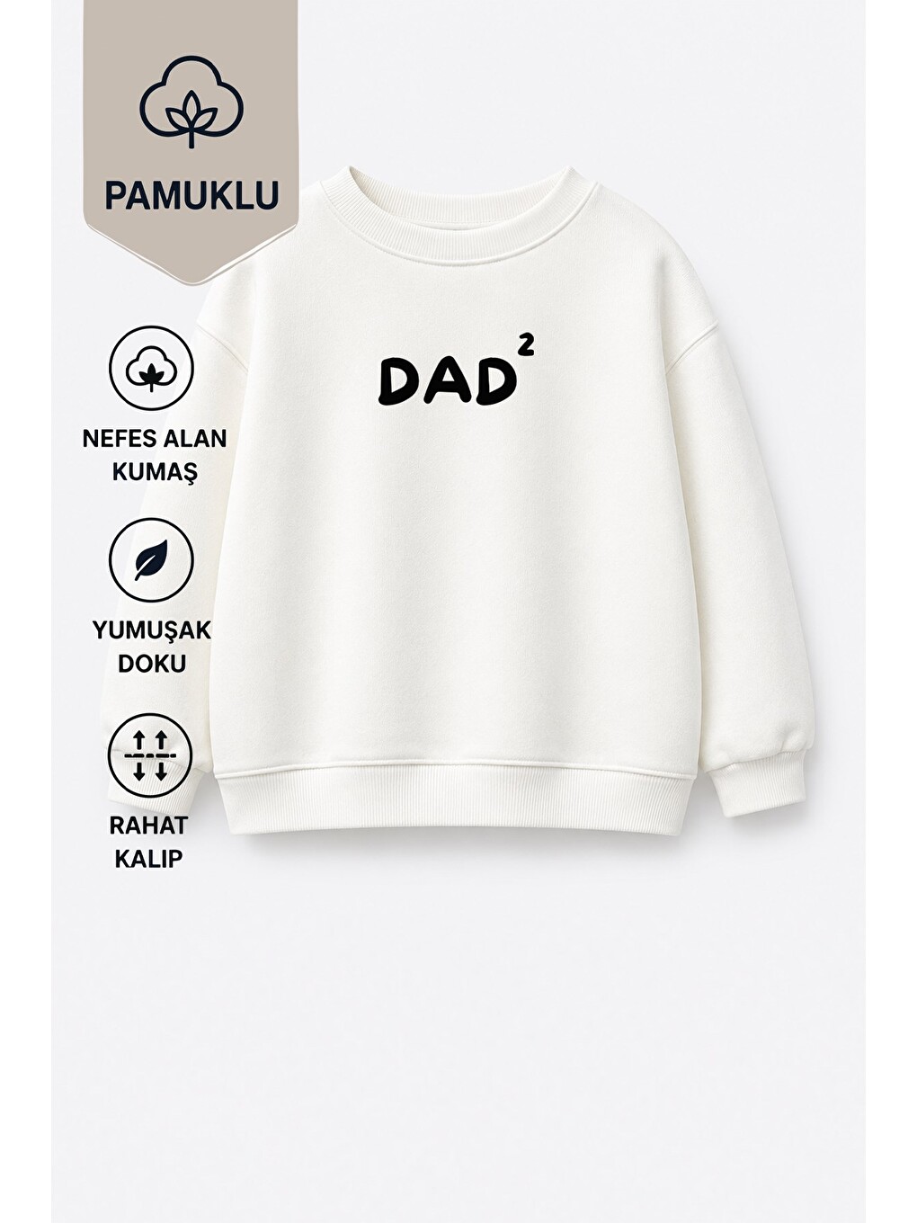 Lila Unisex Çocuk Baba Baskılı 3 İplik Kumaş Pamuklu Sweatshirt-2