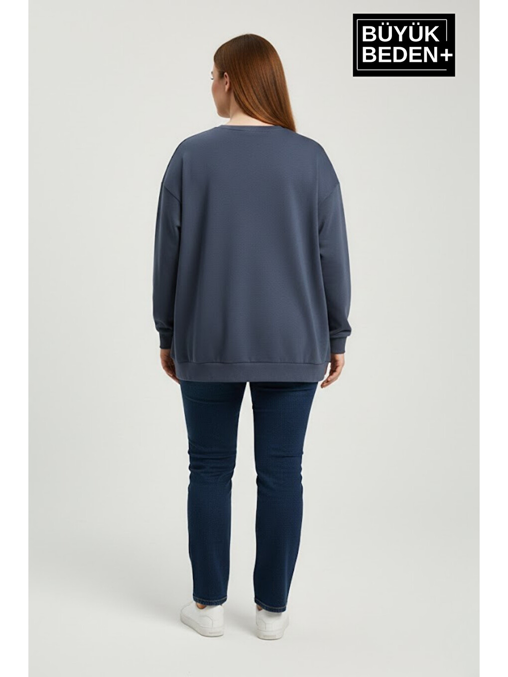 Mavi Kadın Büyük Beden Brooklyn 1970 Baskılı Bisilet Yaka İnce Sweatshirt Spr26bswk956-3-2