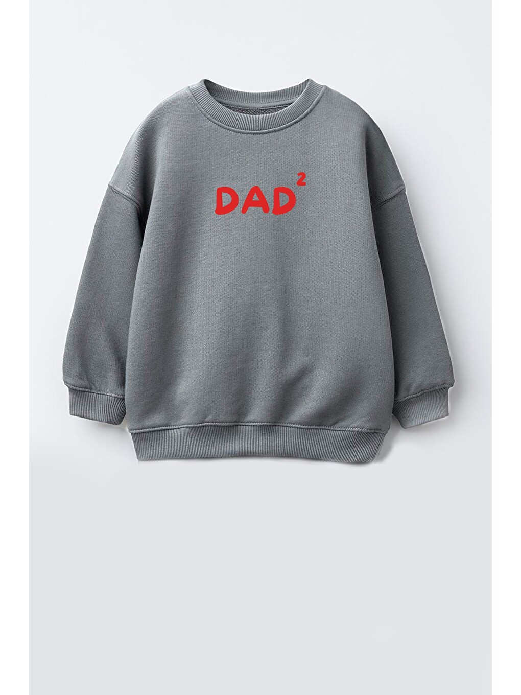 Antrasit Unisex Çocuk Baba Baskılı 3 İplik Kumaş Pamuklu Sweatshirt