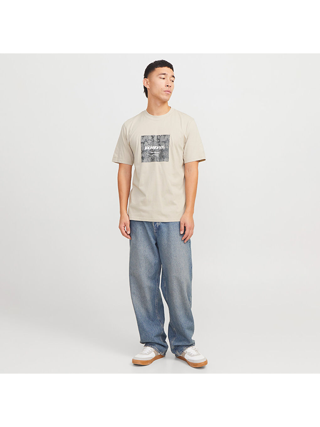 Tarmac Camo Front Crew Neck Erkek Bej Yuvarlak Yaka Spor Tişört-1