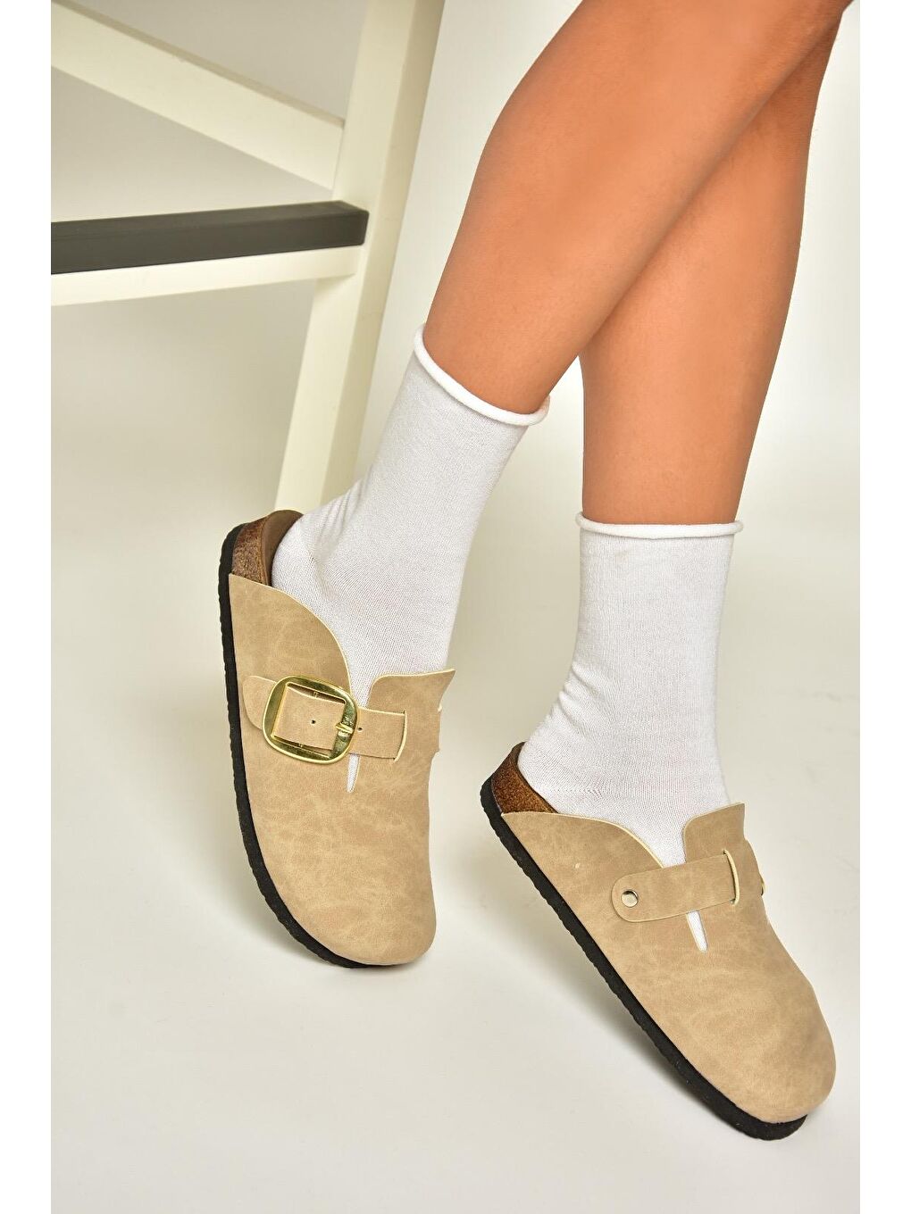 Kahverengi T7775890 Ten Kadın Terlik-1