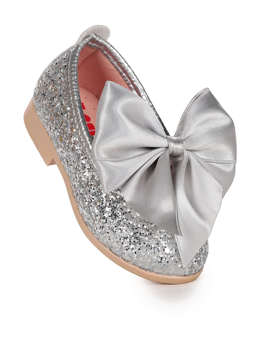 Gri Tari Cam Kırığı Fiyonk Lastikli Kız Bebek Babet Ayakkabı