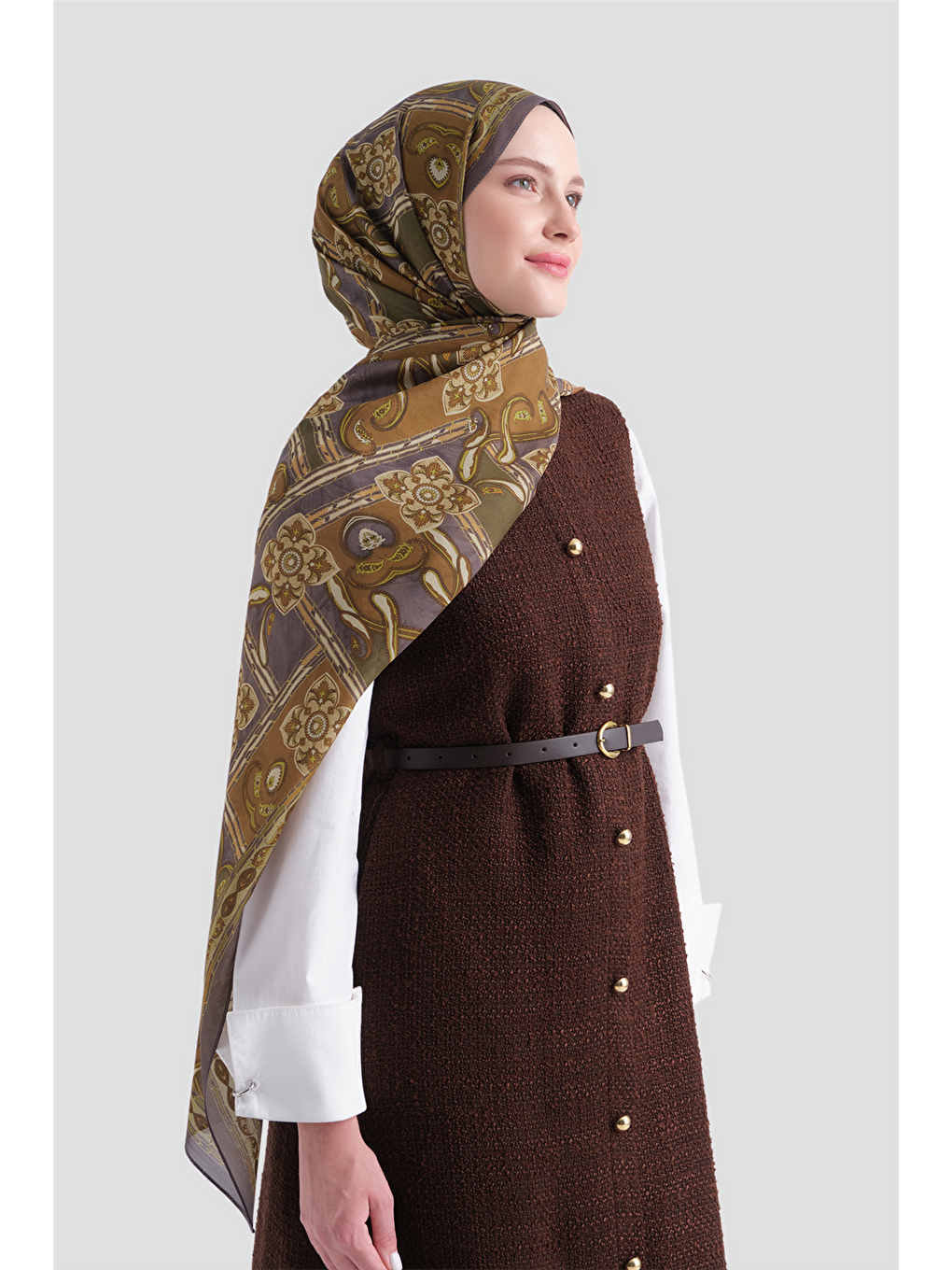 Haki Yün İpek Harmony Şal 5517 80-1