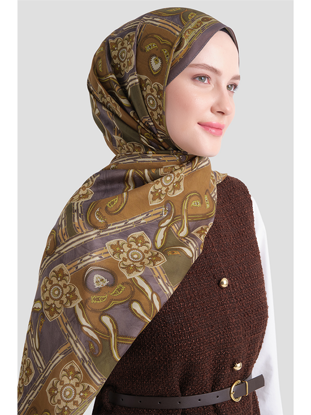 Haki Yün İpek Harmony Şal 5517 80-3