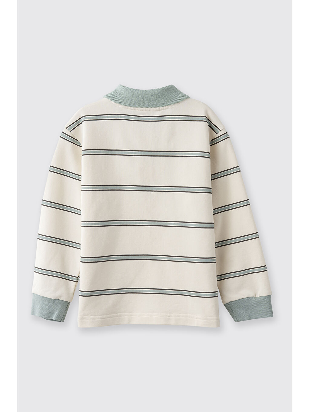 Erkek Bebek Çizgili Yakalı Ekru Sweatshirt-1