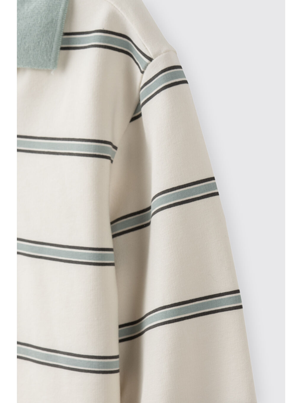 Erkek Bebek Çizgili Yakalı Ekru Sweatshirt-2