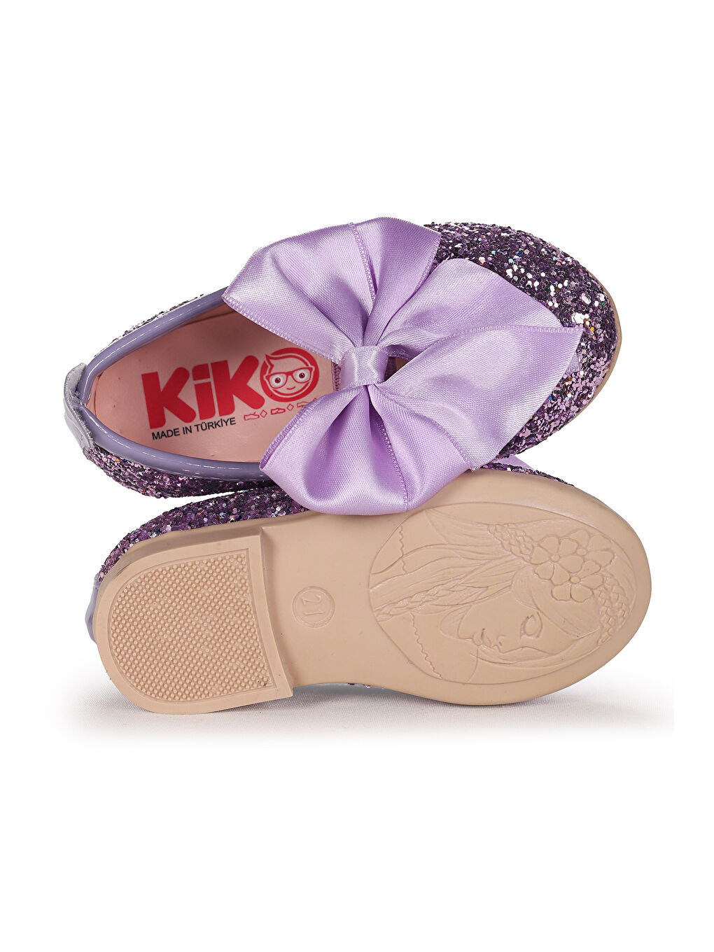 Lila Tari Cam Kırığı Fiyonk Lastikli Kız Bebek Babet Ayakkabı-4