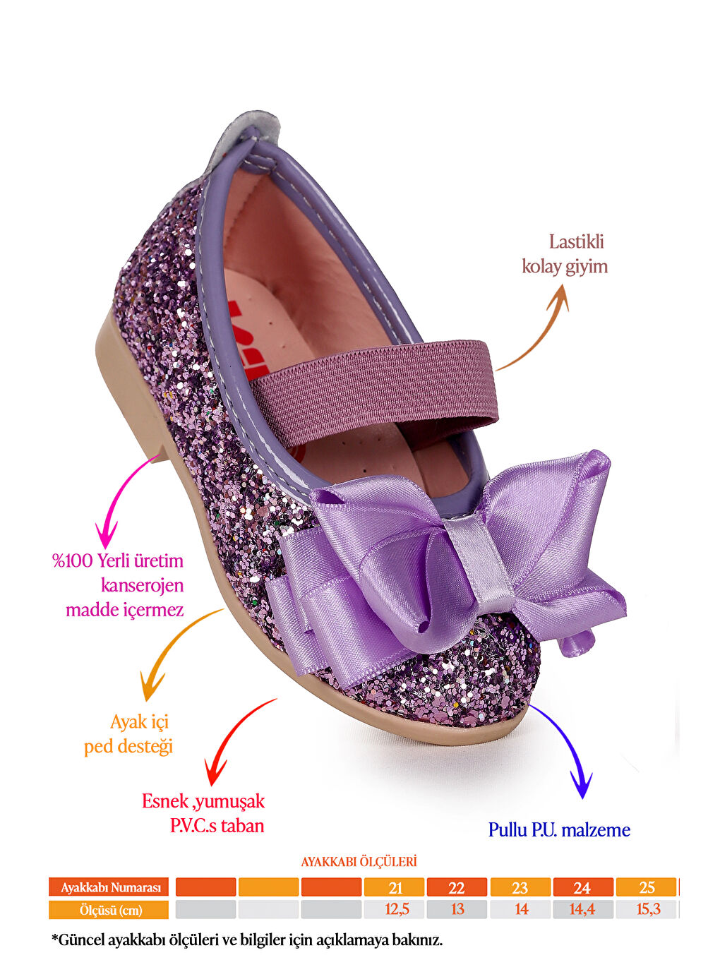 Lila Panı Cam Kırığı Fiyonk Lastikli Kız Bebek Babet Ayakkabı-1