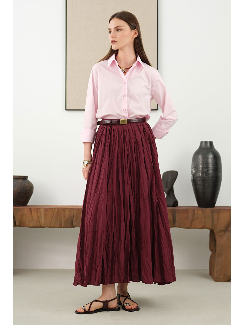Kısa Fit Gömlek Toz Pembe-1