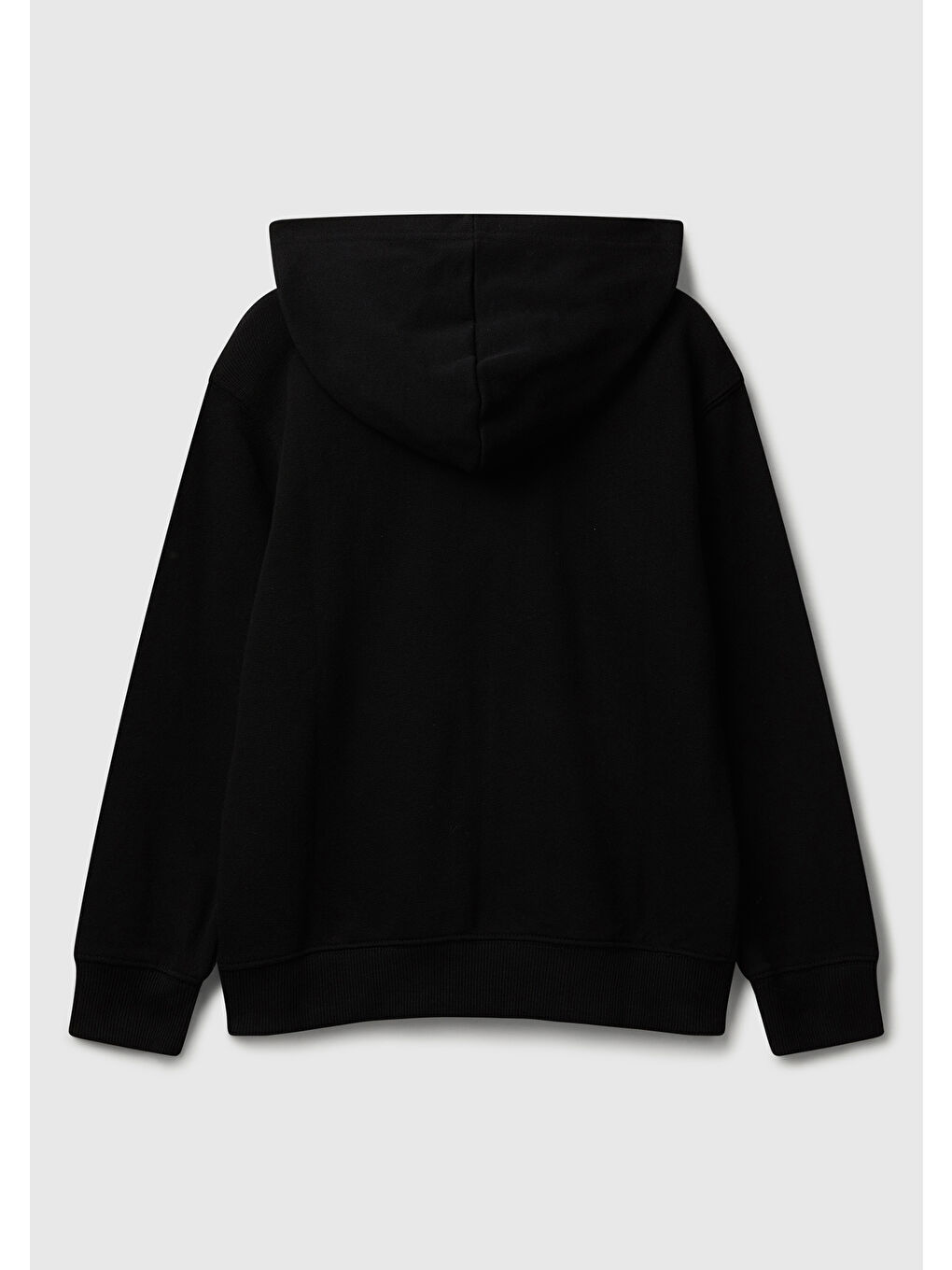 Erkek Çocuk Siyah Önü Logo Detaylı Fermuarlı Kapüşonlu Sweatshirt-1