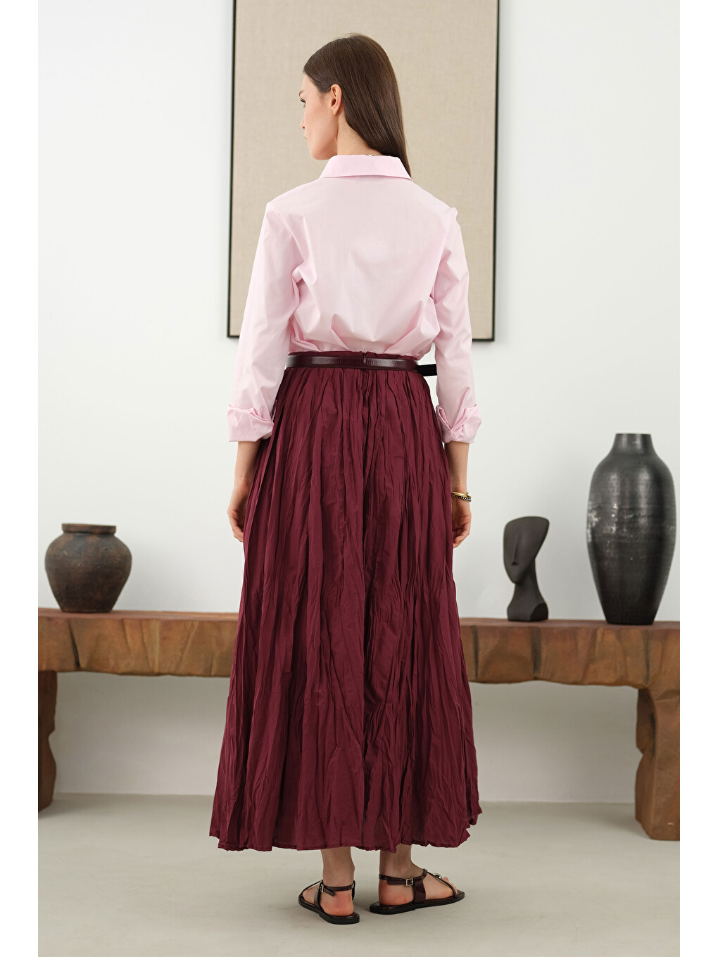 Kısa Fit Gömlek Toz Pembe-3