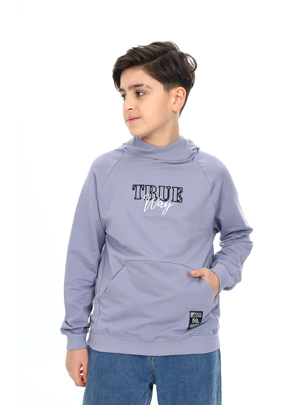 Gri Erkek Çocuk Nakışlı Sweatshirt