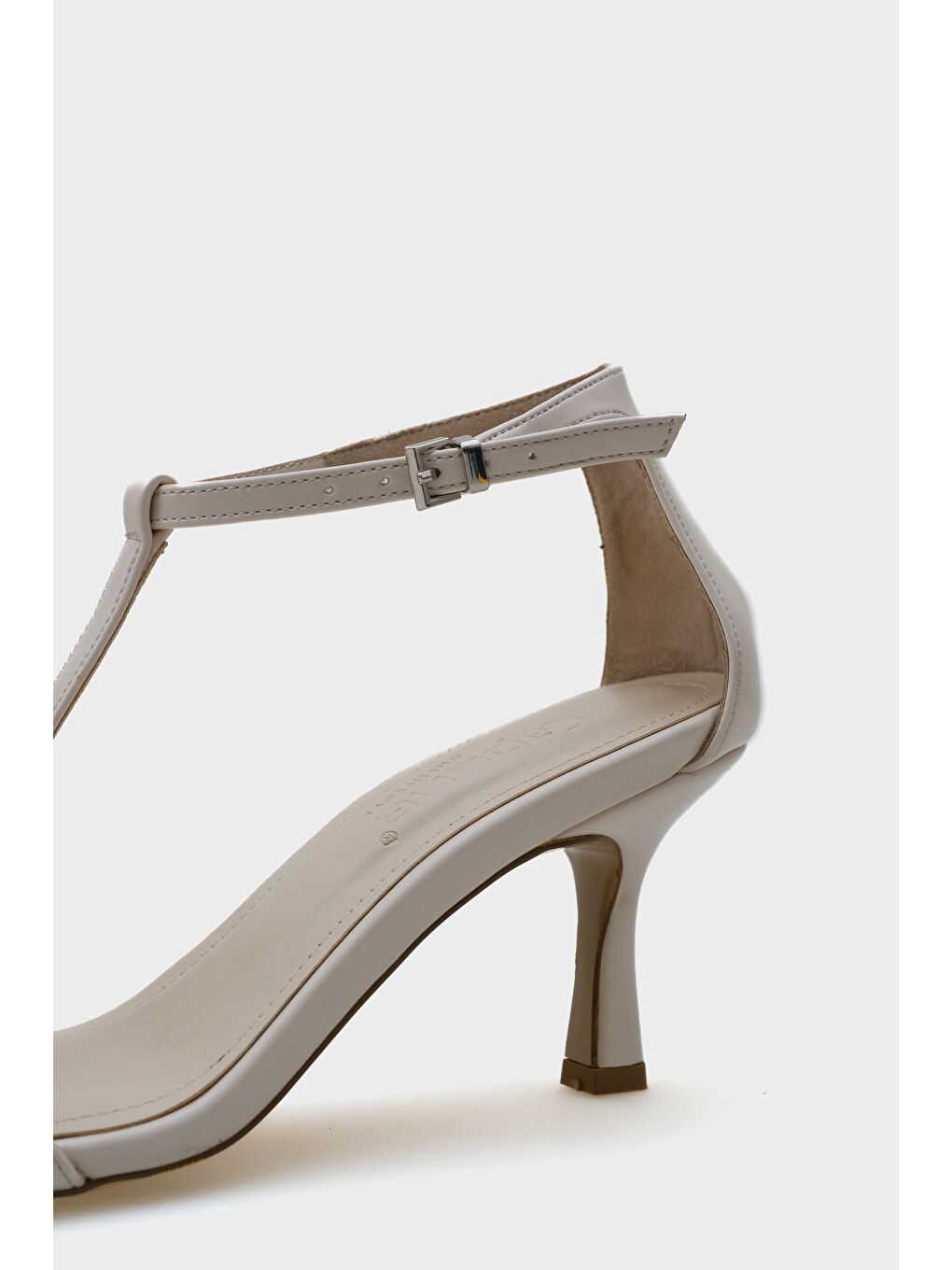Ekru Dalia Orta Topuklu Bilekten Bantlı Kadın Sandalet-3