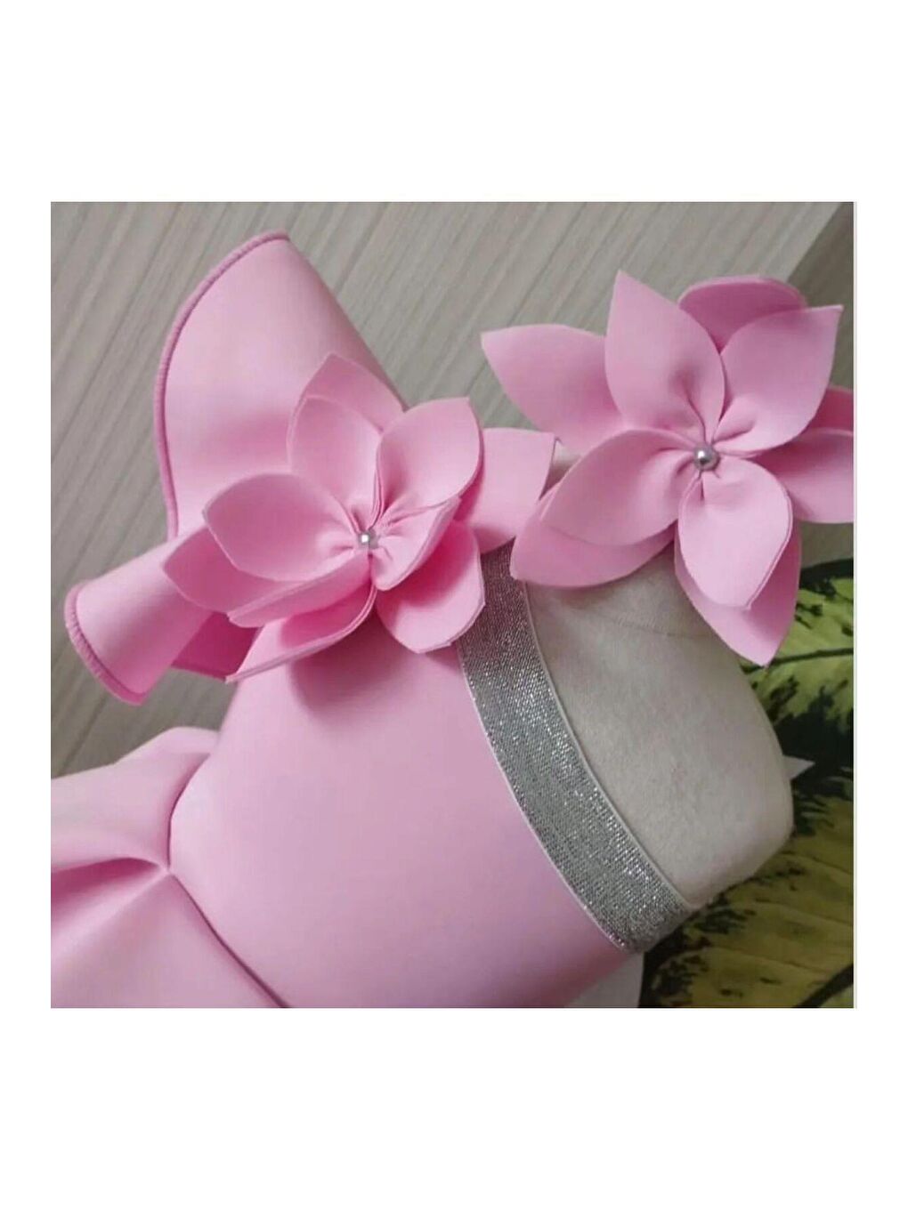 Kız Çocuk Dalgıç Kumaş Pembe Çiçekli Bandalı Tek Omuz Elbise-1