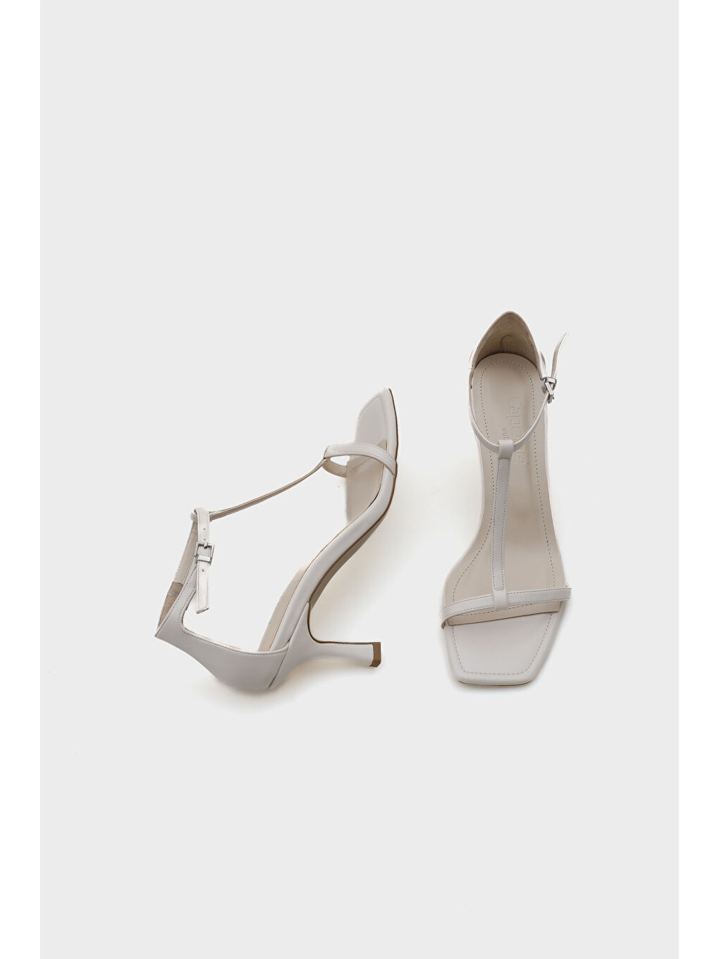 Ekru Dalia Orta Topuklu Bilekten Bantlı Kadın Sandalet-4