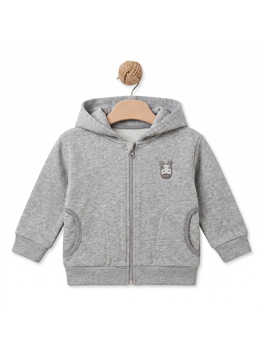 Gri Bebek Kapüşonlu Ceket %100 Organic Pamuk Yenidoğan Serisi - Csy8069