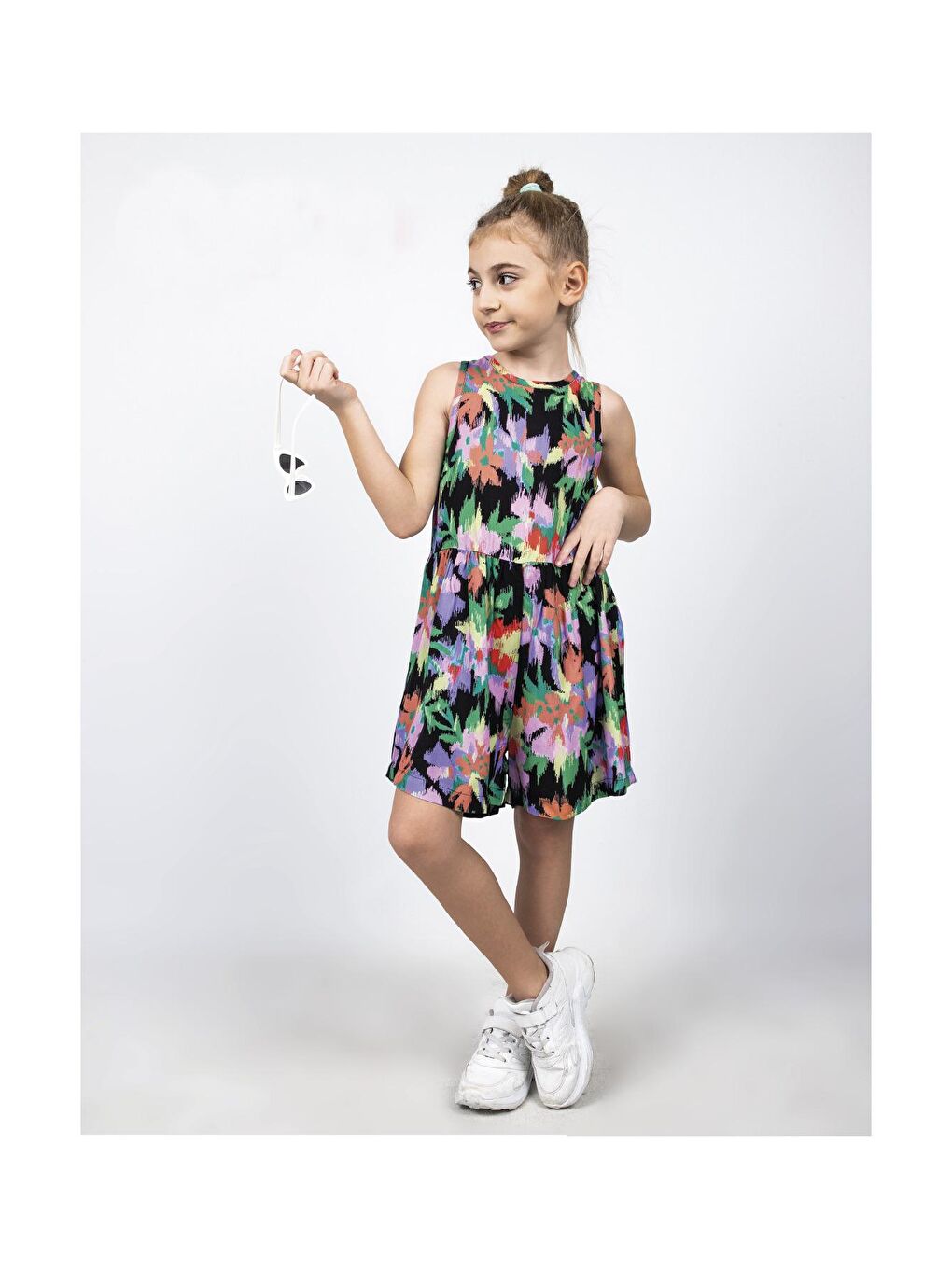 Siyah Kız Çocuk Dokuma Kumaş Tulum